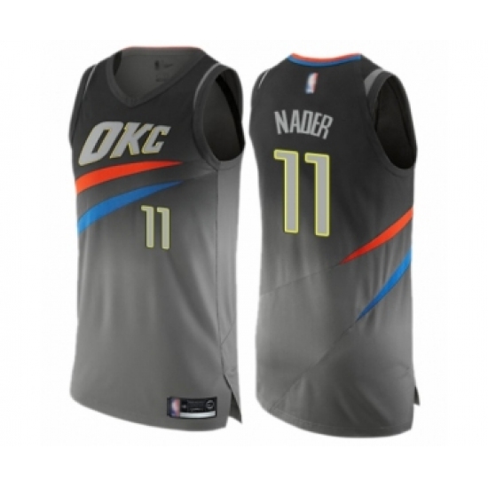 Men's Oklahoma City Thunder 11 Abdel Nader Authentic Gray Basketball Jersey - City Edition