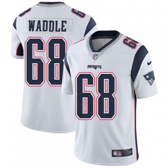 Men's Nike New England Patriots 68 LaAdrian Waddle White Vapor Untouchable Limited Player NFL Jersey