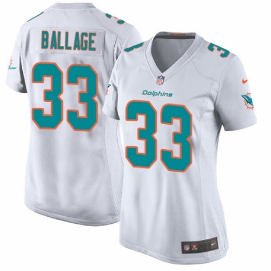 Women's Nike Miami Dolphins 33 Kalen Ballage Game White NFL Jersey