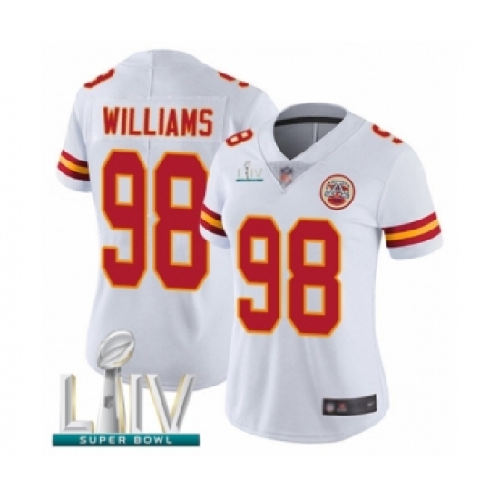Women's Kansas City Chiefs 98 Xavier Williams White Vapor Untouchable Limited Player Super Bowl LIV Bound Football Jersey
