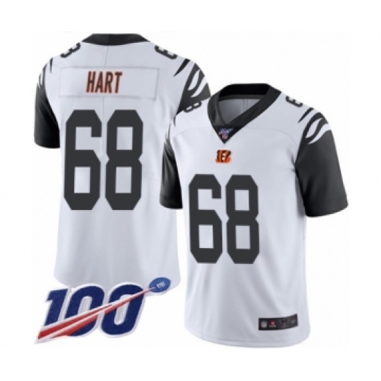 Men's Cincinnati Bengals 68 Bobby Hart Limited White Rush Vapor Untouchable 100th Season Football Jersey