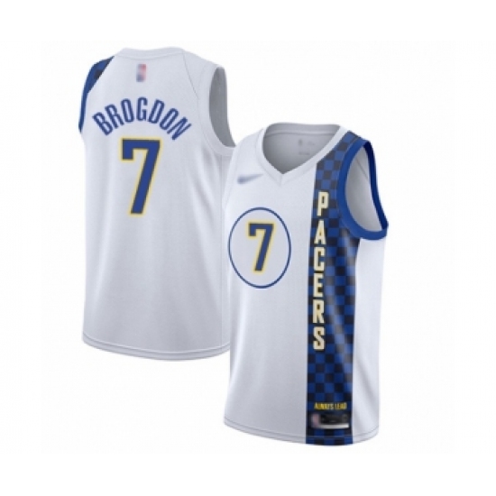 Youth Indiana Pacers 7 Malcolm Brogdon Swingman White Basketball Jersey - 2019 20 City Edition