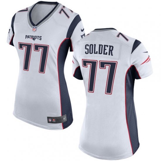 Women's Nike New England Patriots 77 Nate Solder Game White NFL Jersey