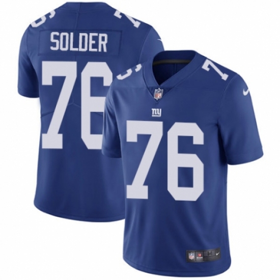 Youth Nike New York Giants 76 Nate Solder Royal Blue Team Color Vapor Untouchable Limited Player NFL Jersey