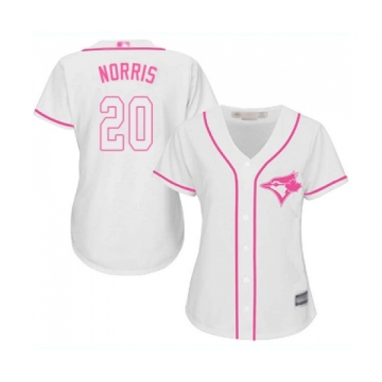 Women's Toronto Blue Jays 20 Bud Norris Replica White Fashion Cool Base Baseball Jersey