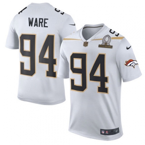 Men's Nike Denver Broncos 94 DeMarcus Ware Elite White Team Rice 2016 Pro Bowl NFL Jersey