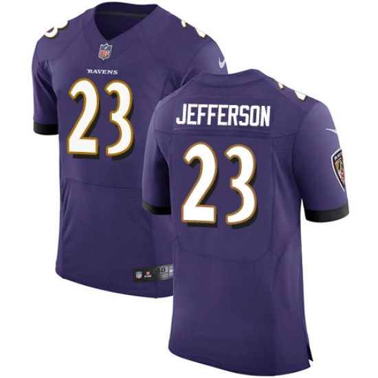 Men's Nike Baltimore Ravens 23 Tony Jefferson Elite Purple Team Color NFL Jersey