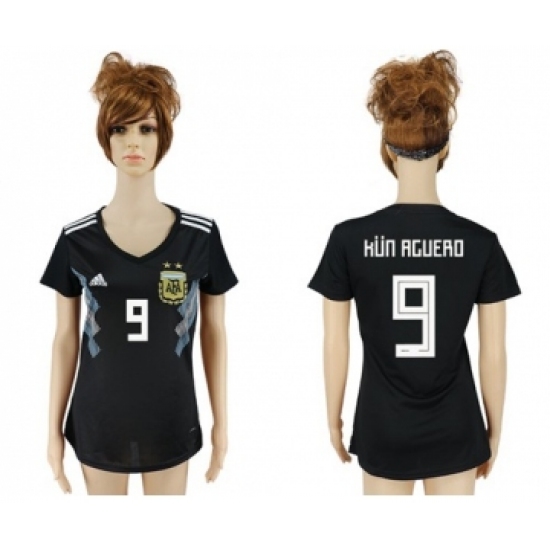 Women's Argentina 9 Kun Aguero Away Soccer Country Jersey