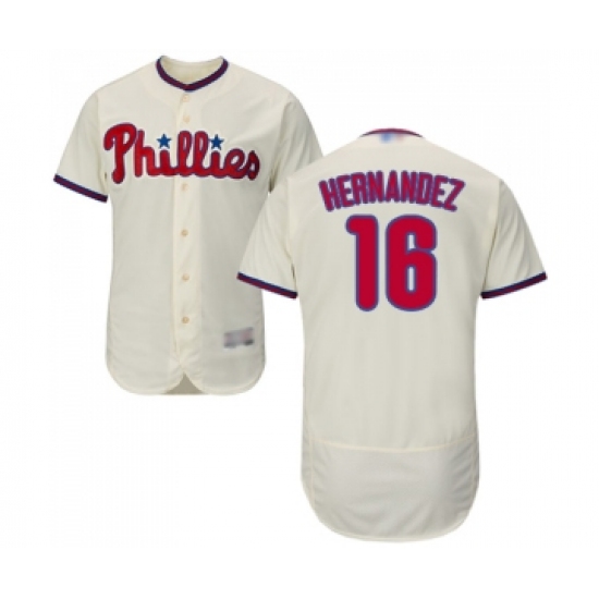 Men's Philadelphia Phillies 16 Cesar Hernandez Cream Alternate Flex Base Authentic Collection Baseball Jersey