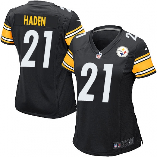 Women's Nike Pittsburgh Steelers 21 Joe Haden Game Black Team Color NFL Jersey