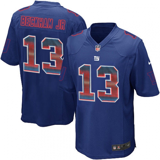 Men's Nike New York Giants 13 Odell Beckham Jr Limited Royal Blue Strobe NFL Jersey