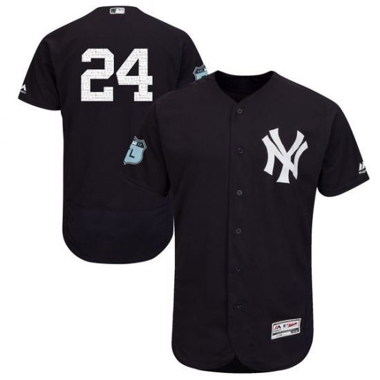 Men's Majestic New York Yankees 24 Gary Sanchez Navy Blue 2017 Spring Training Authentic Collection Flex Base MLB Jersey