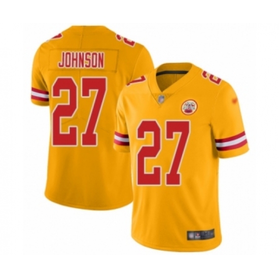 Youth Kansas City Chiefs 27 Larry Johnson Limited Gold Inverted Legend Football Jersey