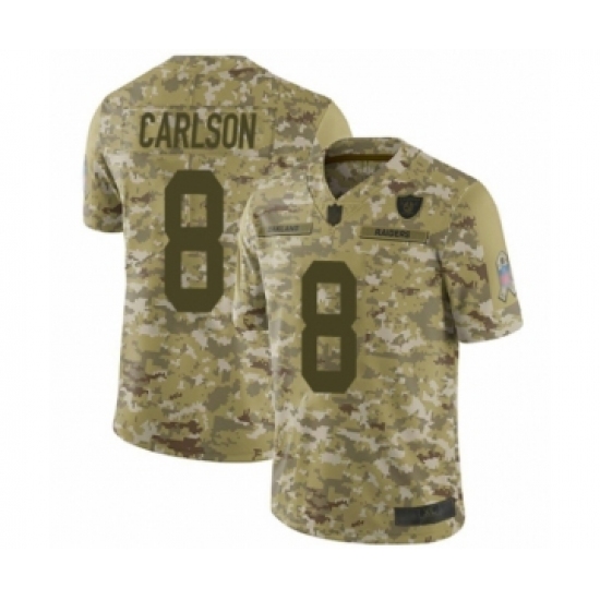 Youth Oakland Raiders 8 Daniel Carlson Limited Camo 2018 Salute to Service Football Jersey