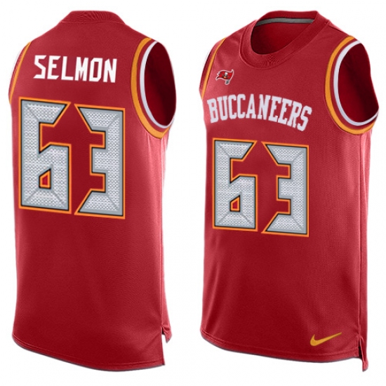 Men's Nike Tampa Bay Buccaneers 63 Lee Roy Selmon Limited Red Player Name & Number Tank Top NFL Jersey