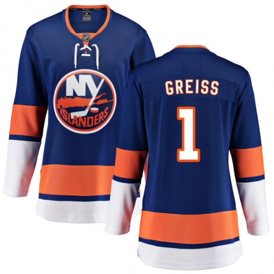 Women's New York Islanders 1 Thomas Greiss Fanatics Branded Royal Blue Home Breakaway NHL Jersey