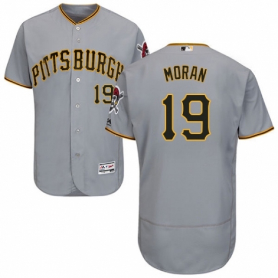 Men's Majestic Pittsburgh Pirates 19 Colin Moran Grey Road Flex Base Authentic Collection MLB Jersey