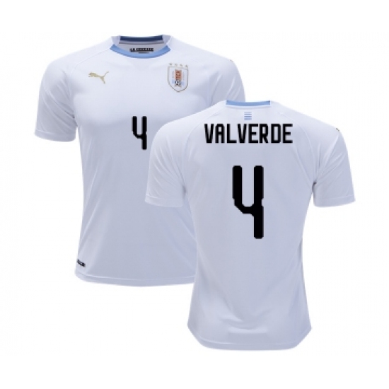 Uruguay 4 Valverde Away Soccer Country Jersey