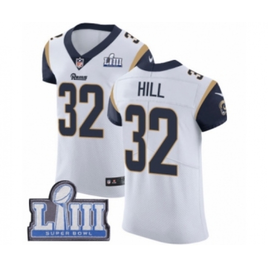 Men's Nike Los Angeles Rams 32 Troy Hill White Vapor Untouchable Elite Player Super Bowl LIII Bound NFL Jersey