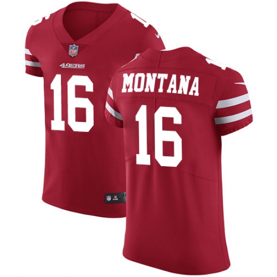 Men's Nike San Francisco 49ers 16 Joe Montana Red Team Color Vapor Untouchable Elite Player NFL Jersey