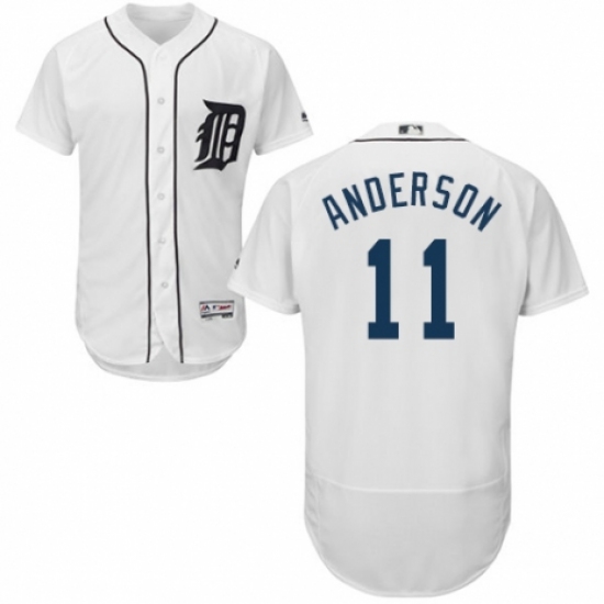Men's Majestic Detroit Tigers 11 Sparky Anderson White Home Flex Base Authentic Collection MLB Jersey