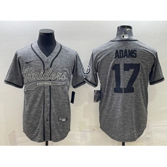 Men's Las Vegas Raiders 17 Davante Adams Gray With Patch Cool Base Stitched Baseball Jersey