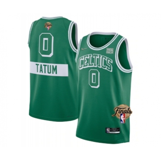 Men's Boston Celtics 0 Jayson Tatum 2022 Green NBA Finals Stitched Jersey