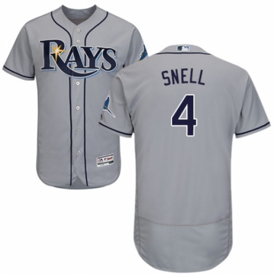 Men's Majestic Tampa Bay Rays 4 Blake Snell Grey Road Flex Base Authentic Collection MLB Jersey