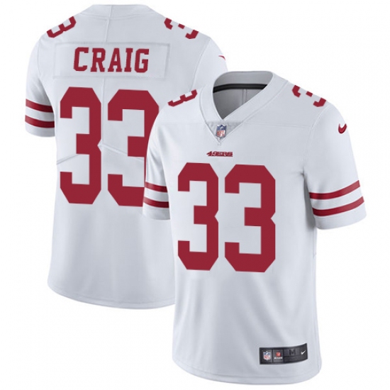 Men's Nike San Francisco 49ers 33 Roger Craig White Vapor Untouchable Limited Player NFL Jersey