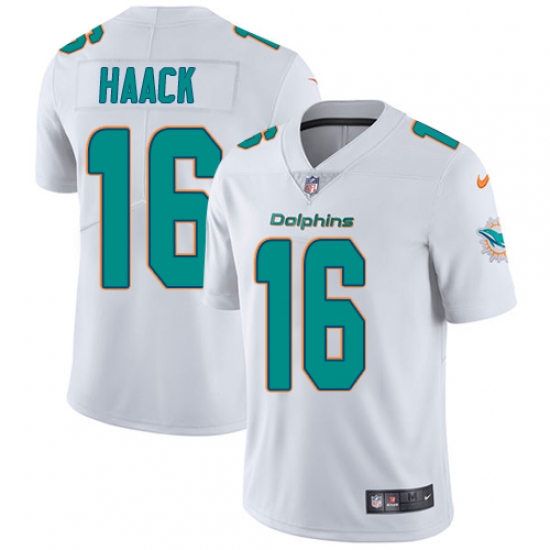Men's Nike Miami Dolphins 16 Matt Haack White Vapor Untouchable Limited Player NFL Jersey