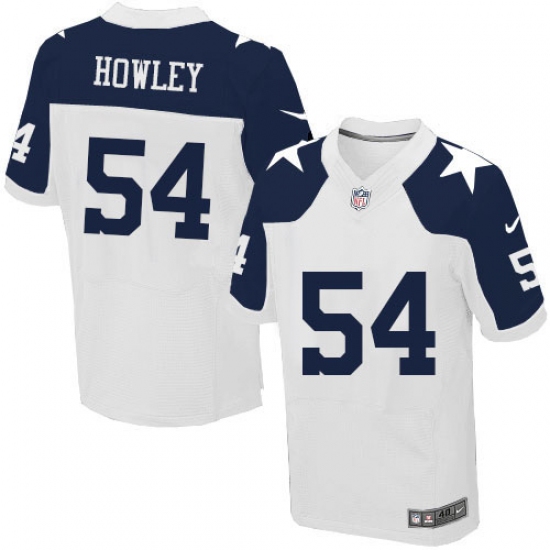 Men's Nike Dallas Cowboys 54 Chuck Howley Elite White Throwback Alternate NFL Jersey