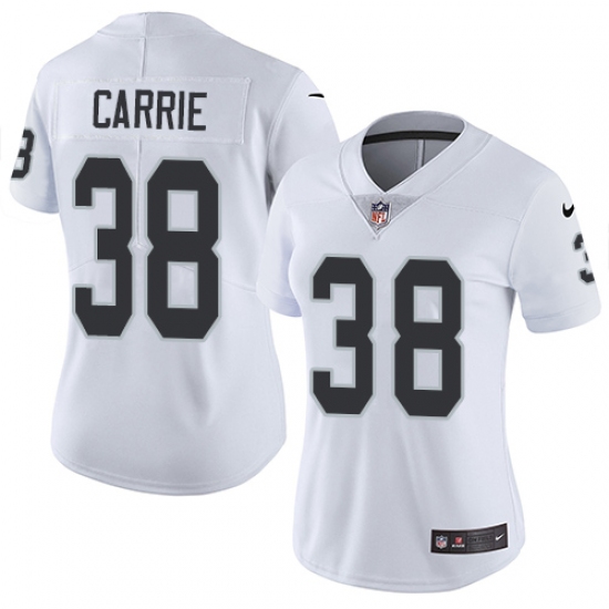 Women's Nike Oakland Raiders 38 T.J. Carrie Elite White NFL Jersey