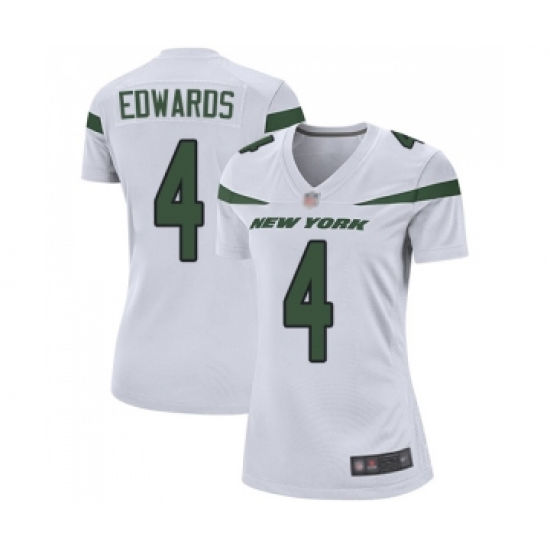 Women's New York Jets 4 Lac Edwards Game White Football Jersey