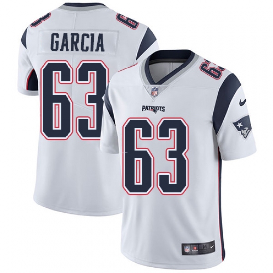 Men's Nike New England Patriots 63 Antonio Garcia White Vapor Untouchable Limited Player NFL Jersey