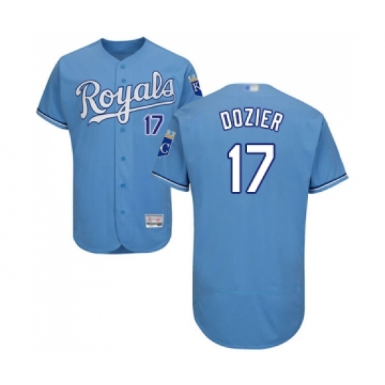 Men's Kansas City Royals 17 Hunter Dozier Light Blue Alternate Flex Base Authentic Collection Baseball Jersey
