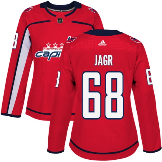 Women's Adidas Washington Capitals 68 Jaromir Jagr Authentic Red Home NHL Jersey