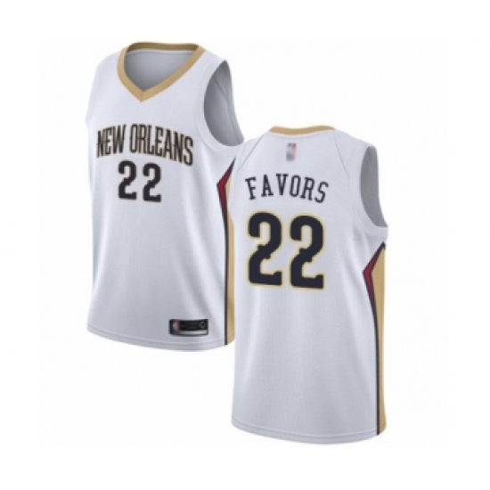 Men's New Orleans Pelicans 22 Derrick Favors Authentic White Basketball Jersey - Association Edition