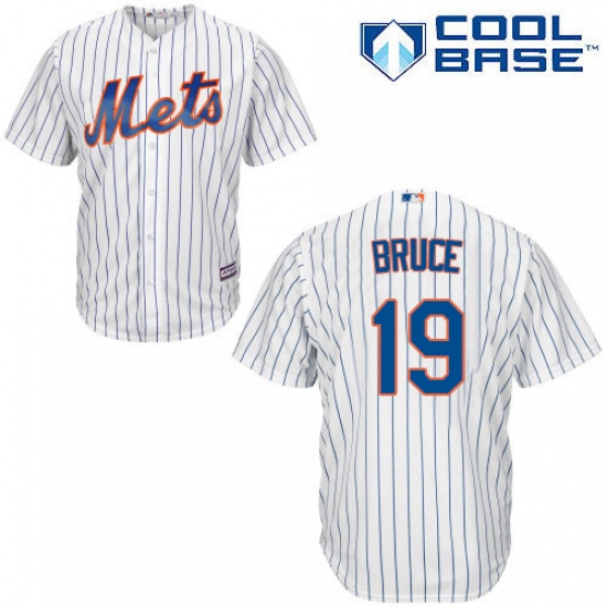 Men's Majestic New York Mets 19 Jay Bruce Replica White Home Cool Base MLB Jersey