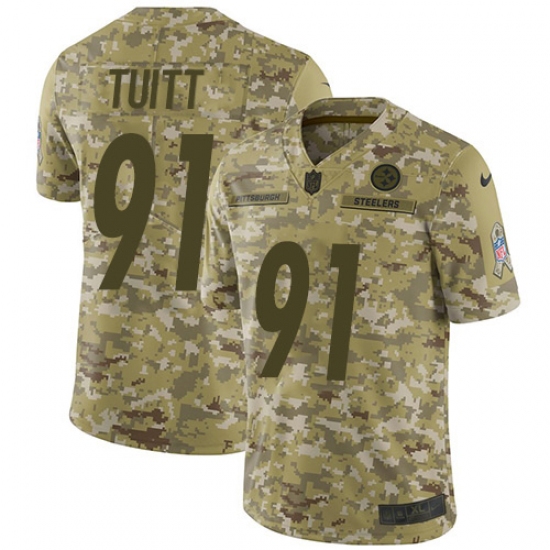 Men's Nike Pittsburgh Steelers 91 Stephon Tuitt Limited Camo 2018 Salute to Service NFL Jersey