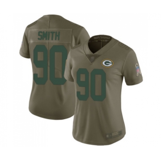 Women's Green Bay Packers 90 Za'Darius Smith Limited Olive 2017 Salute to Service Football Jersey