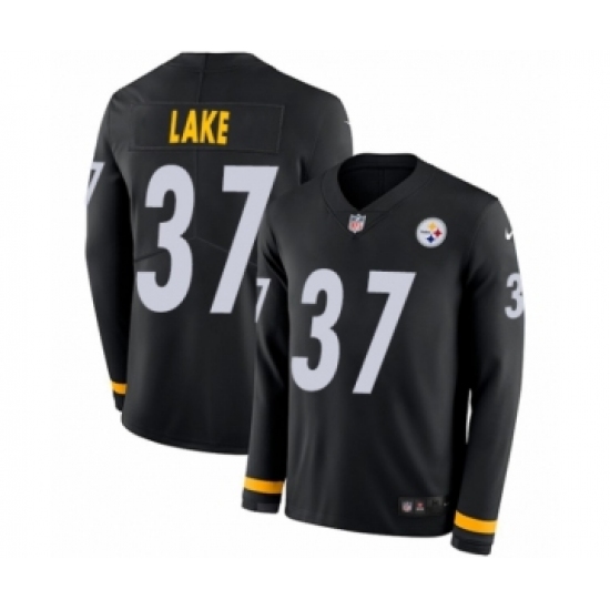 Youth Nike Pittsburgh Steelers 37 Carnell Lake Limited Black Therma Long Sleeve NFL Jersey