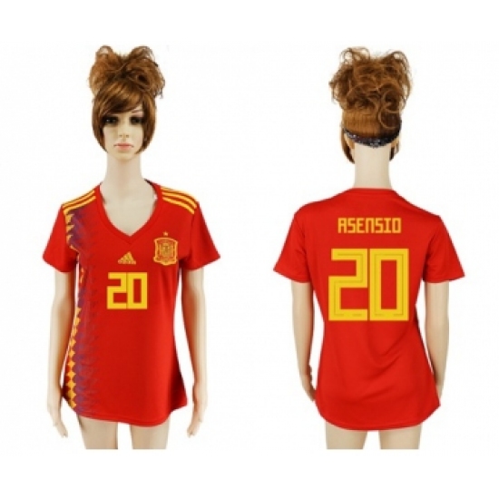 Women's Spain 20 Asensio Red Home Soccer Country Jersey