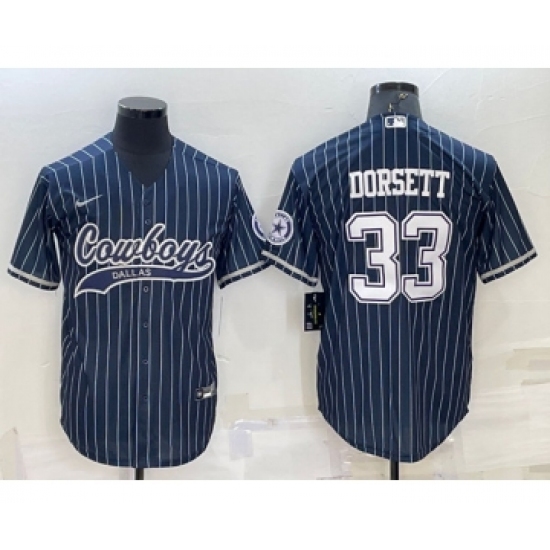 Men's Dallas Cowboys 33 Tony Dorsett Navy With Patch Cool Base Stitched Baseball Jersey