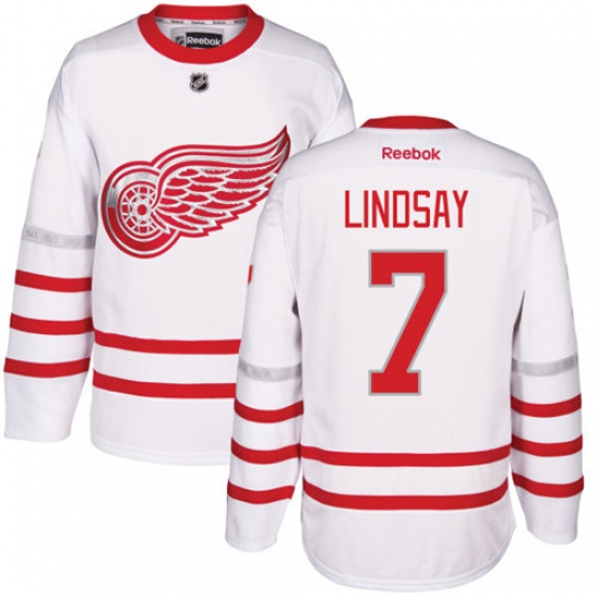 Men's Reebok Detroit Red Wings 7 Ted Lindsay Premier White 2017 Centennial Classic NHL Jersey