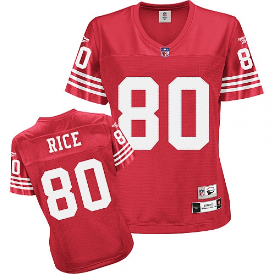 Reebok San Francisco 49ers 80 Jerry Rice Red Women's Throwback Team Color Premier EQT NFL Jersey