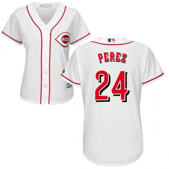 Women's Majestic Cincinnati Reds 24 Tony Perez Authentic White Home Cool Base MLB Jersey