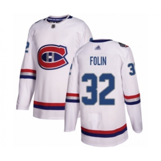 Men's Montreal Canadiens 32 Christian Folin Authentic White 2017 100 Classic Hockey Jersey