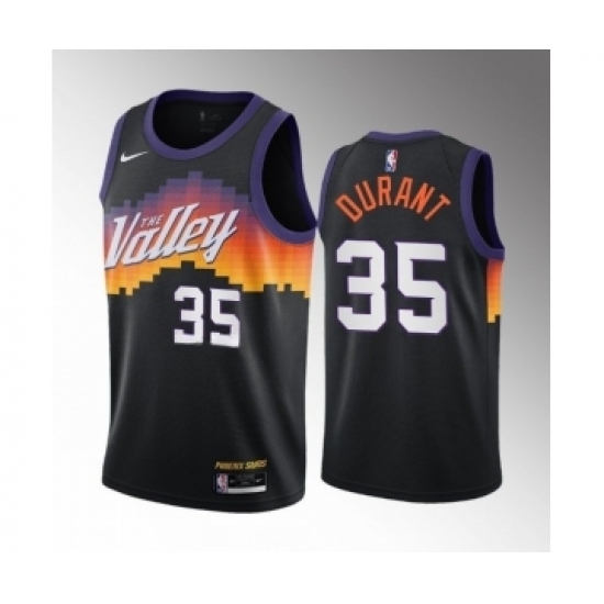 Men's Phoenix Suns 35 Kevin Durant Balck City Edition Stitched Basketball Jersey