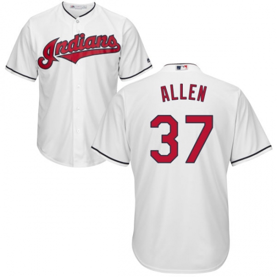 Youth Majestic Cleveland Indians 37 Cody Allen Authentic White Home Cool Base MLB Jersey
