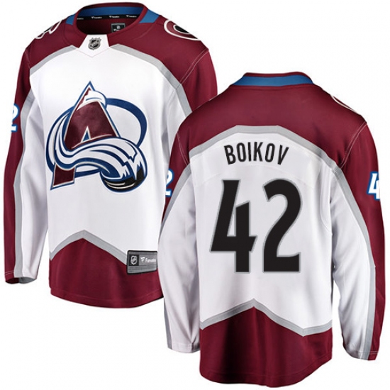 Youth Colorado Avalanche 42 Sergei Boikov Fanatics Branded White Away Breakaway NHL Jersey